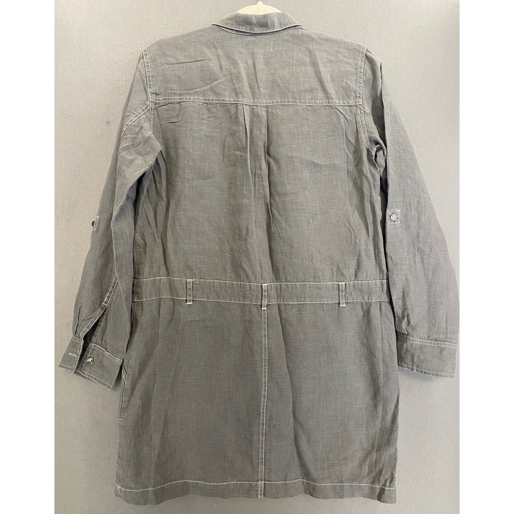Michael Stars W's S 100% Linen Utility Shirt Dress Grey Stitch Lagenlook - Picture 2 of 9